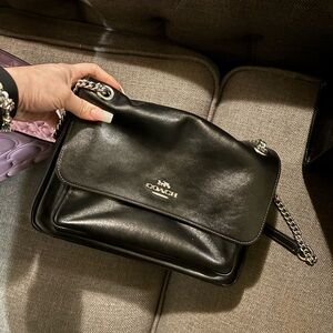 Coach Elodie Crossbody Bag Shiny smooth leather black